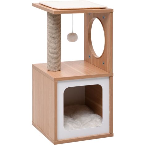 Vidaxl – Arbre à chat 60 cm avec tapis en sisal – Maison, balle suspendue, grattoir en jute – Coussin lavable et amovible – Base robuste