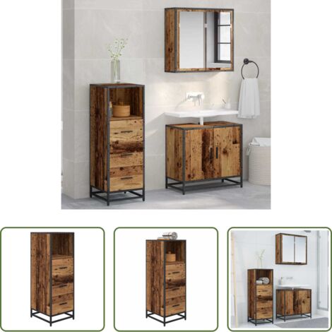 vidaXL Archiviazione bagno -  Set di mobili per il bagno Legno vecchio 35 x 37,5 x 100 cm