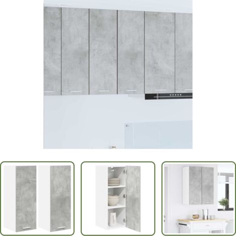 vidaXL Archiviazione cucina -  Armadio pensile 2 pcs Grigio Cemento e Bianco 30 x 31 x 80 cm