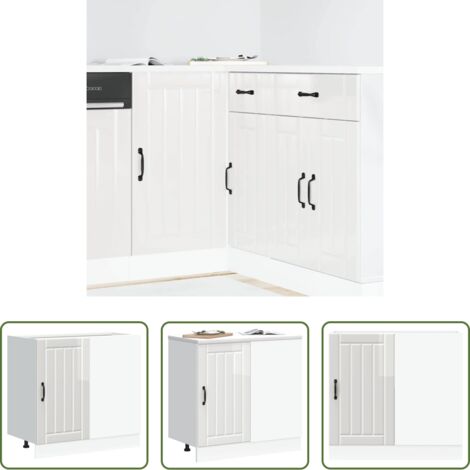 vidaXL Archiviazione cucina -  Mobiletto da cucina "Lucca" Bianco lucido in legno ingegnerizzato