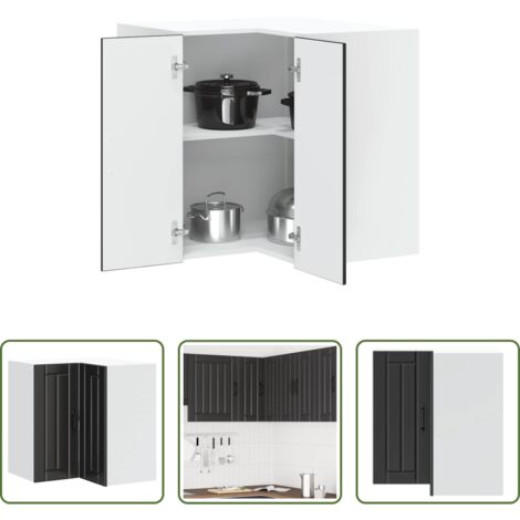 vidaXL Archiviazione cucina -  Pensile da Cucina ad Angolo Lucca Nero in Legno Multistrato
