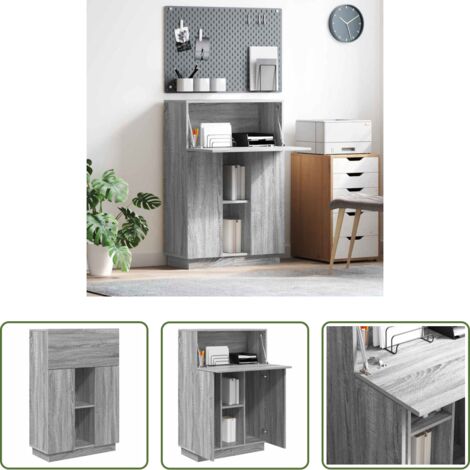 vidaXL Archiviazione in scrivania -  Scrivania con lo scaffale Grigio Sonoma 71,5 x 31,5 x 106,5 cm