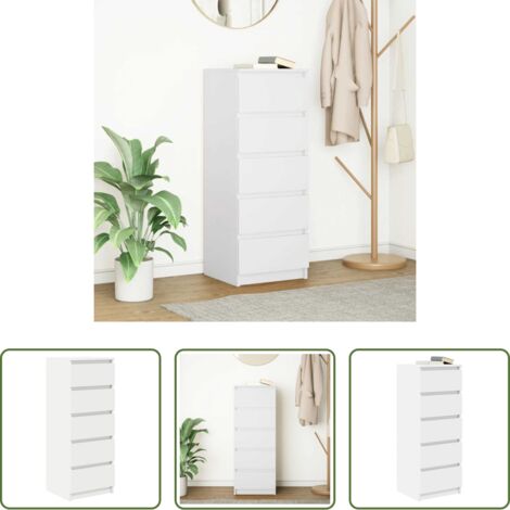 vidaXL Archiviazione in soggiorno -  Credenza con Cassetti Bianco 37,5x35x99 cm in Legno Multistrato