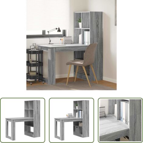vidaXL Archiviazione interna -  Scrivania Grigio Sonoma 122 x 67 x 145 cm Legno multistrato
