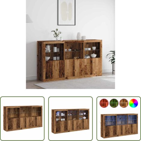 vidaXL Archiviazione -  Madia LED Legno vecchio 181,5 x 37 x 100 cm Legno multistrato