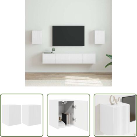 vidaXL Archiviazione -  Mobile TV da parete 2 pcs Bianco Lucido 30 x 31 x 40 cm