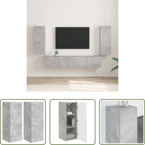 vidaXL Archiviazione -  Mobile TV da parete 2 pcs Calcestruzzo 30 x 31 x 80 cm