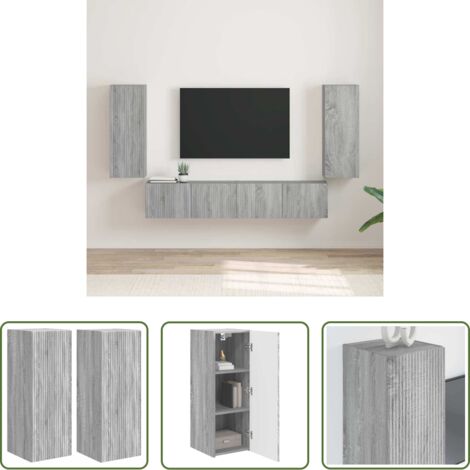 vidaXL Archiviazione -  Mobile TV da parete 2 pcs Grigio Sonoma 30 x 31 x 80 cm