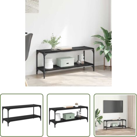 vidaXL Archiviazione -  Mobile TV Rovere Nero 100x33x41cm Legno ingegnerizzato e ferro