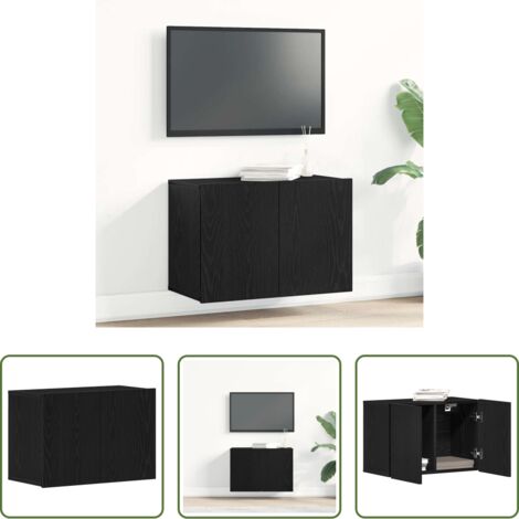 vidaXL Archiviazione -  Mobile TV Rovere Nero 60x30x41 cm in Legno Massello