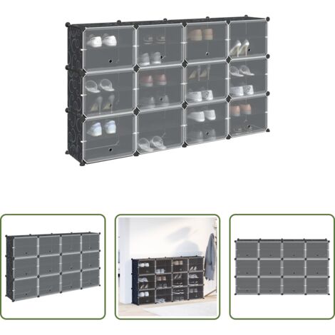 vidaXL Archiviazione -  Organizzatore Portaoggetti con 12 Cubi e Ante Trasparenti in PP