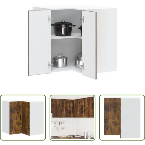 vidaXL Archiviazione -  Pensile da Cucina ad Angolo Porto Rovere Fumo Legno Multistrato