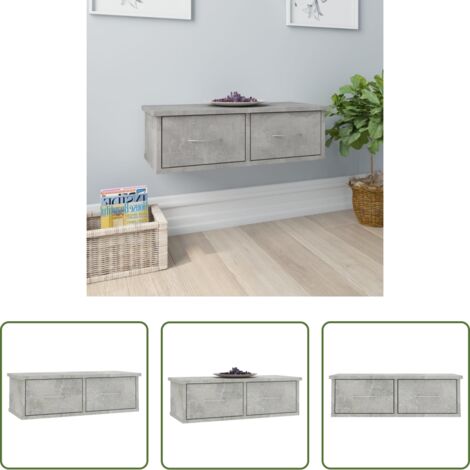 vidaXL Archiviazione -  Scaffale Cassetti Parete Grigio Cemento 60x26x18,5 Multistrato