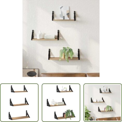 vidaXL Archiviazione -  Scaffale da parete Montaggio a parete 3 pcs Quercia Fumosa