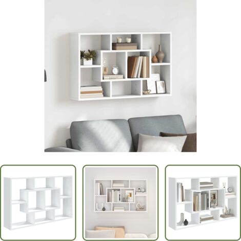 vidaXL Archiviazione sospesa -  Scaffale a Parete Bianco 85x16x52,5 cm in Legno Multistrato
