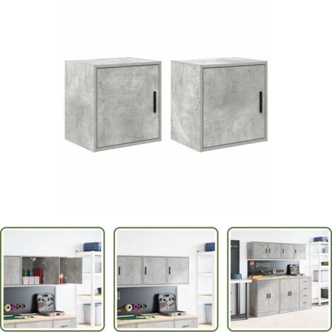 vidaXL Archiviazione strumenti -  Pensili per Garage 2 pz Grigio Cemento in Legno Multistrato
