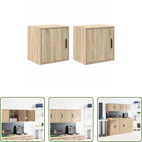 vidaXL Archiviazione strumenti -  Pensili per Garage 2 pz Rovere Sonoma in Legno Multistrato