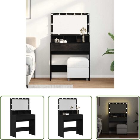 vidaXL Archiviazione -  Tavolo da Trucco con cassetto Rovere Nero 80 x 41 x 134,5 cm