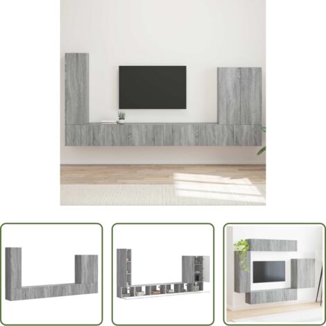 vidaXL Archiviazione TV -  Set di Mobiletto da TV a Parete 6 pcs Grigio Sonoma