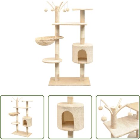vidaXL Area tiragraffi -  Albero per Gatti con Tiragraffi Sisal 125 cm Beige