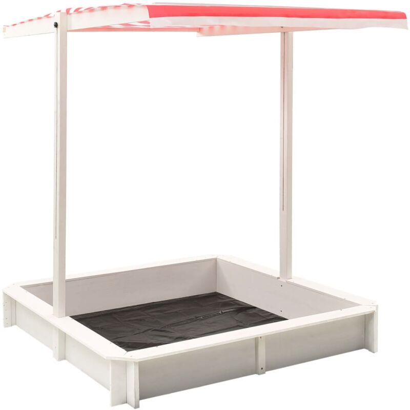 

vidaXL Arenero con tejado ajustable madera abeto blanco y rojo UV50 - Multicolor