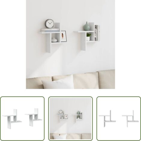 vidaXL Armadi a muro -  Mensole a Muro 2 pz Bianche 38x12x38 cm in Truciolato