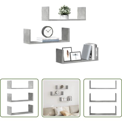 vidaXL Armadi a muro -  Mensole a Muro 2pz Grigio Cemento 58x18x18 cm in Truciolato
