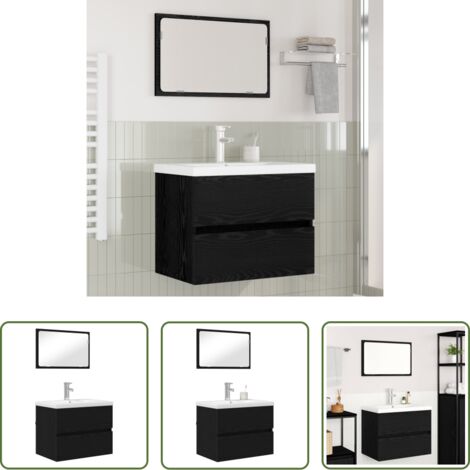 vidaXL Armadi da bagno -  Set di mobili per il bagno 3 pcs Rovere Nero Legno multistrato