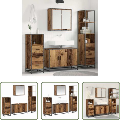 vidaXL Armadi da bagno -  Set di mobili per il bagno con cassetto 4 pcs Legno vecchio