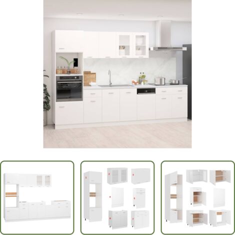 vidaXL Armadi da cucina in truciolato -  Set Armadi da Cucina 7 pz Lyon Bianco in Truciolato