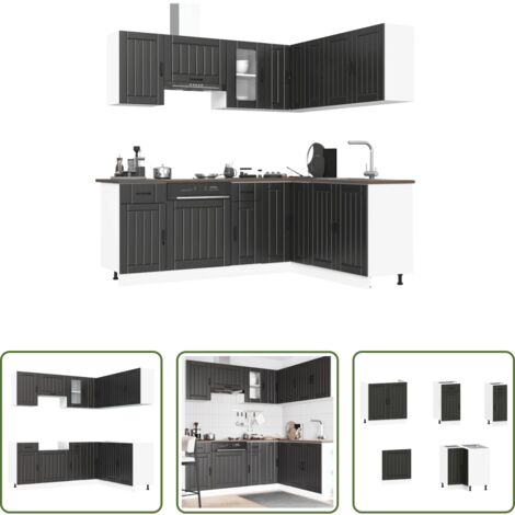 vidaXL Armadi da cucina -  Set Mobili da Cucina 11 pz Kalmar Neri Legno Multistrato
