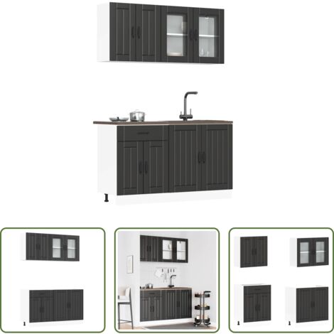 vidaXL Armadi da cucina -  Set Mobili da Cucina 4 pz Lucca Neri Legno Multistrato