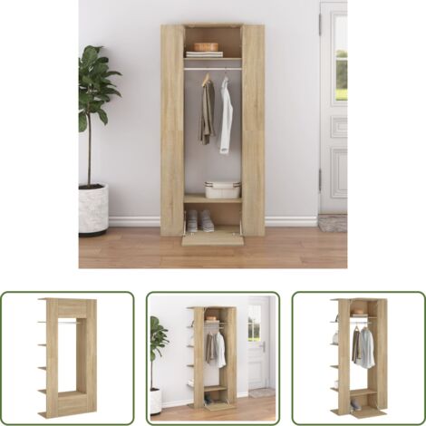 vidaXL Armadi da ingresso in legno -  Mobili da Corridoio 2 pz Rovere Sonoma in Legno Multistrato