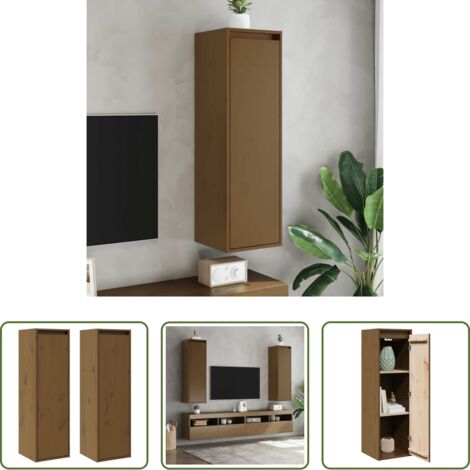 vidaXL Armadi da parete -  Pensili ambra 2 pz 30x30x100 cm in Legno Massello di Pino