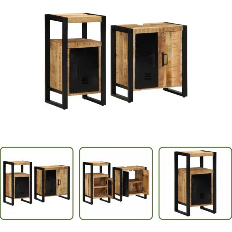 vidaXL Armadi in legno -  Set di mobili per il bagno 2 pcs Legno di mango massello