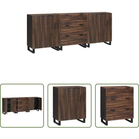 vidaXL Armadi in legno -  Set di mobili per il bagno 3 pcs Marrone Legno multistrato