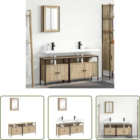 vidaXL Armadi in legno -  Set di mobili per il bagno 3 pcs Marrone Legno multistrato
