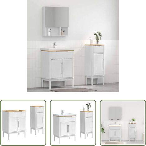 vidaXL Armadi in legno -  Set di mobili per il bagno con cassetto FLORO 2 pcs Bianco