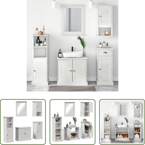 vidaXL Armadi in legno -  Set di mobili per il bagno con porta VIGO 5 pcs Bianco Antico