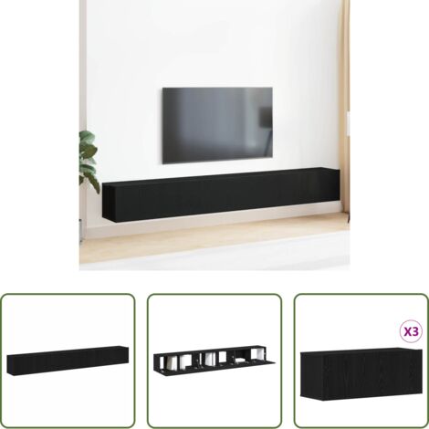 vidaXL Armadi in legno -  Set mobile TV 3 pcs Rovere Nero 80 x 30 x 30 cm