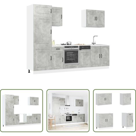 vidaXL Armadi per forno -  Set Mobili da Cucina 7 pz Kalmar Grigio Cemento in Truciolato