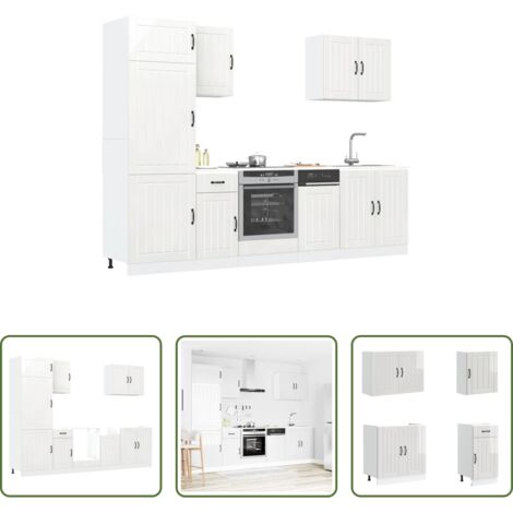 vidaXL Armadi per forno -  Set Mobili da Cucina 7 pz Lucca Bianchi Lucido in Truciolato