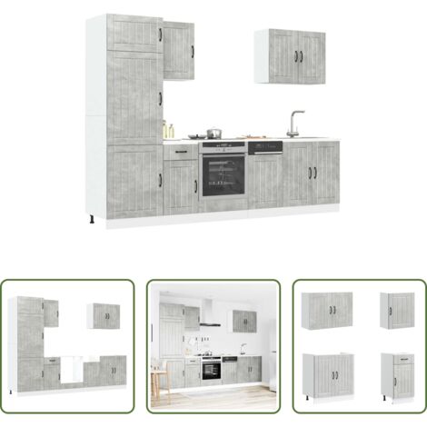 vidaXL Armadi per forno -  Set Mobili da Cucina 7 pz Lucca Grigio Cemento in Truciolato
