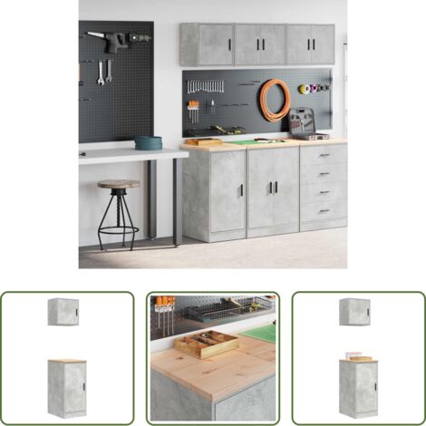 vidaXL Armadi per garage -  Armadi da Garage 2 pz Grigio Cemento in Legno Multistrato