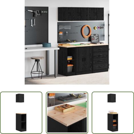 vidaXL Armadi per ripostiglio -  Armadi da Garage 2 pz Neri in Legno Multistrato