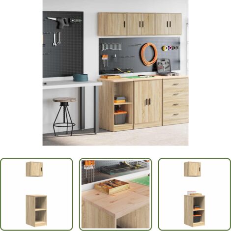 vidaXL Armadi per ripostiglio -  Armadi da Garage 2 pz Rovere Sonoma in Legno Multistrato