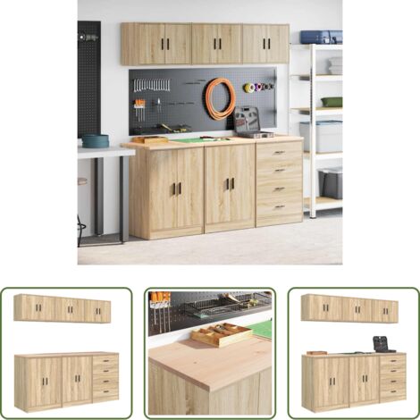 vidaXL Armadi per ripostiglio -  Armadi da Garage 6 pz Rovere Sonoma in Legno Multistrato