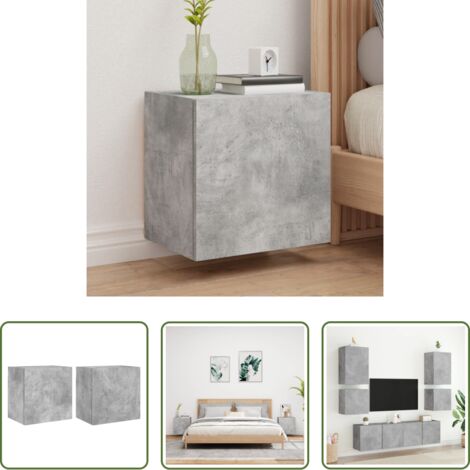 vidaXL Armadi per TV -  Mobili TV Muro 2pz Grigio Cemento 40,5x30x40 Legno Multistrato