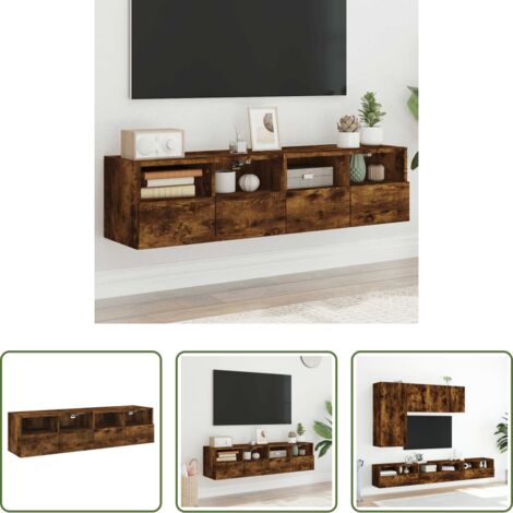 vidaXL Armadi TV -  Mobili TV a Muro 2 pz Rovere Fumo 60x30x30 cm Legno Multistrato