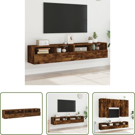 vidaXL Armadi TV -  Mobili TV a Muro 2 pz Rovere Fumo 80x30x30 cm Legno Multistrato